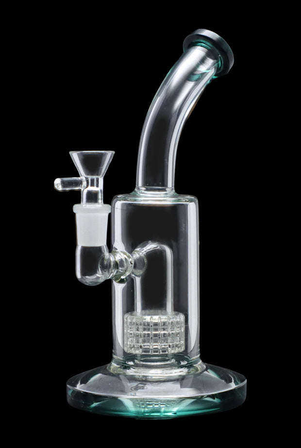 Bent Neck with Matrix Perc & Colour Accents Water Pipe - Teal - 8 in.