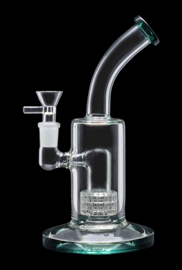 Bent Neck with Matrix Perc & Colour Accents Water Pipe - Teal - 8 in.
