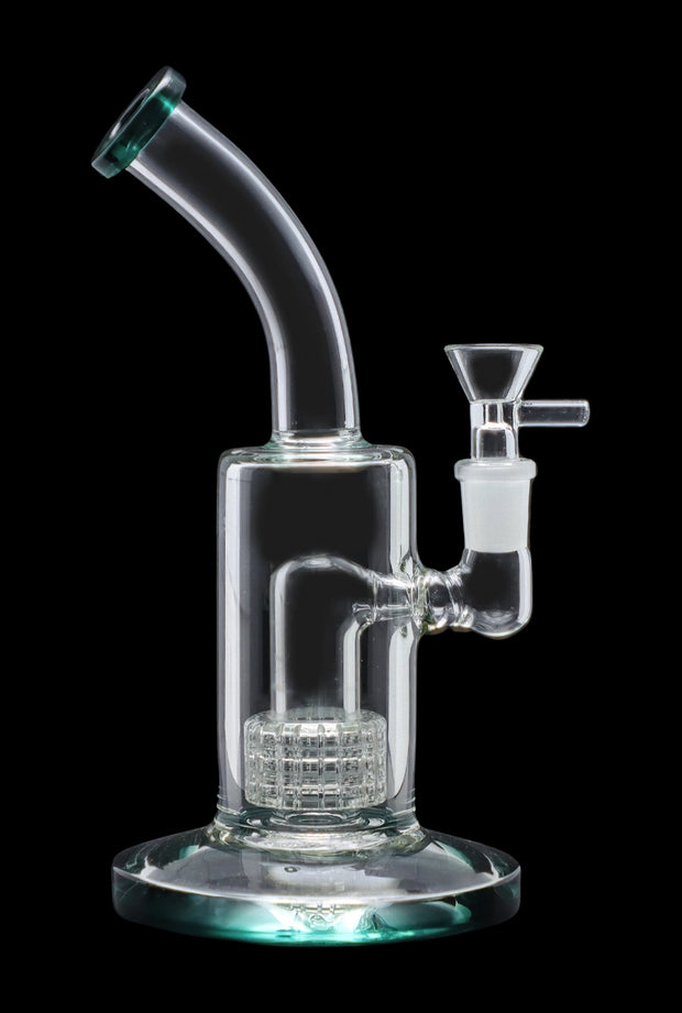 Bent Neck with Matrix Perc & Colour Accents Water Pipe - Teal - 8 in.