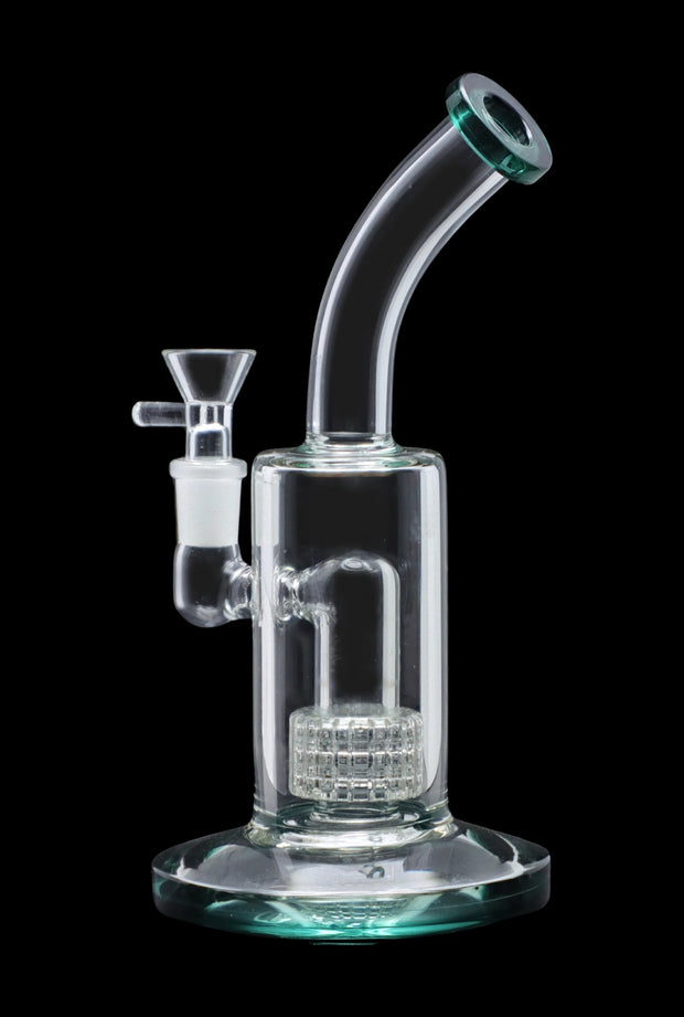 Bent Neck with Matrix Perc & Colour Accents Water Pipe - Teal - 8 in.