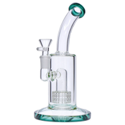 Bent Neck with Matrix Perc & Colour Accents Water Pipe - Teal - 8 in.