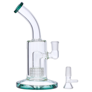 Bent Neck with Matrix Perc & Colour Accents Water Pipe - Teal - 8 in.