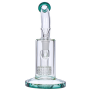 Bent Neck with Matrix Perc & Colour Accents Water Pipe - Teal - 8 in.