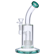 Bent Neck with Matrix Perc & Colour Accents Water Pipe - Teal - 8 in.