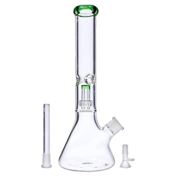 7mm Beaker with Matrix Perc Water Pipe - Green - 16 in.