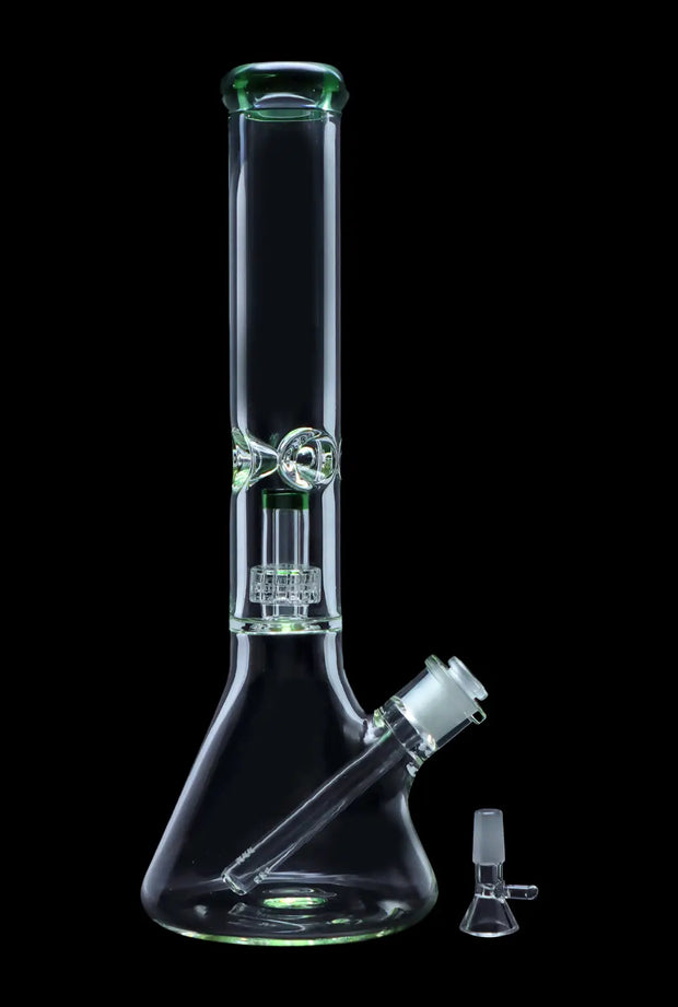 7mm Beaker with Matrix Perc Water Pipe - Green - 16 in.