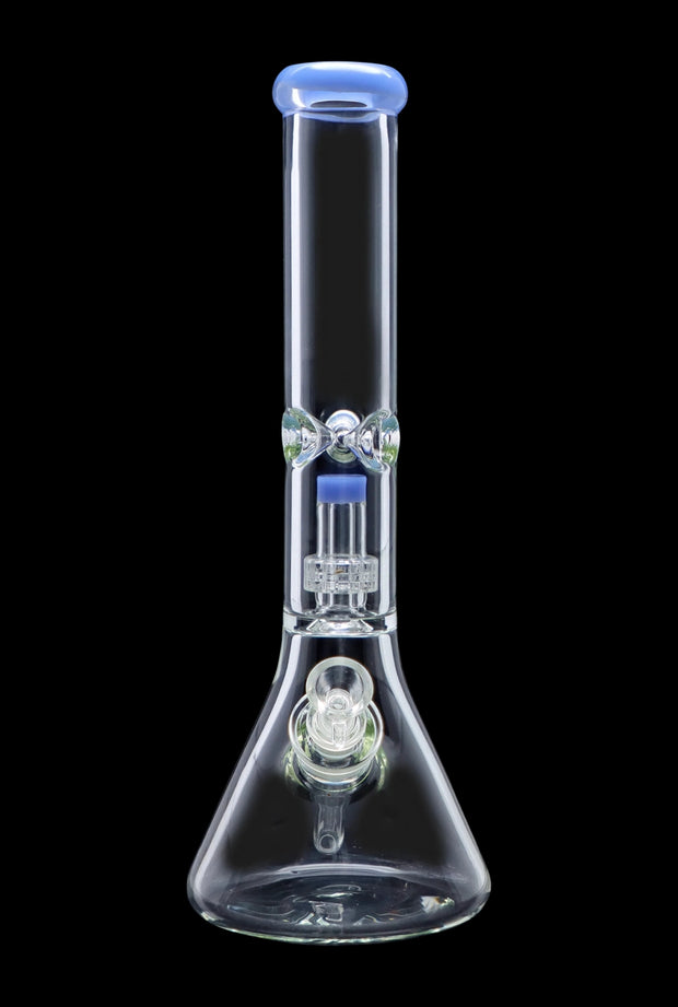 7mm Beaker with Matrix Perc Water Pipe - Blue Jade - 16 in.
