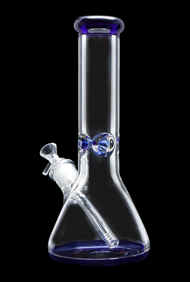 9mm Big Base Beaker with Colour Accents Water Pipe - Blue - 12 in.