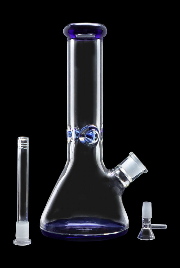 9mm Big Base Beaker with Colour Accents Water Pipe - Blue - 12 in.