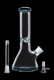 9mm Big Base Beaker with Colour Accents Water Pipe - Teal - 12 in.