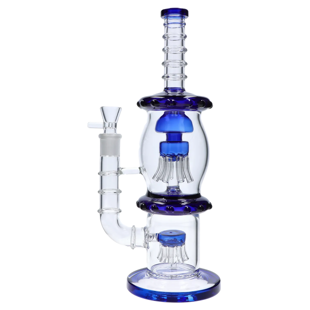Straight Tube with Dual Octopus Perc - Teal - 13.5 in.