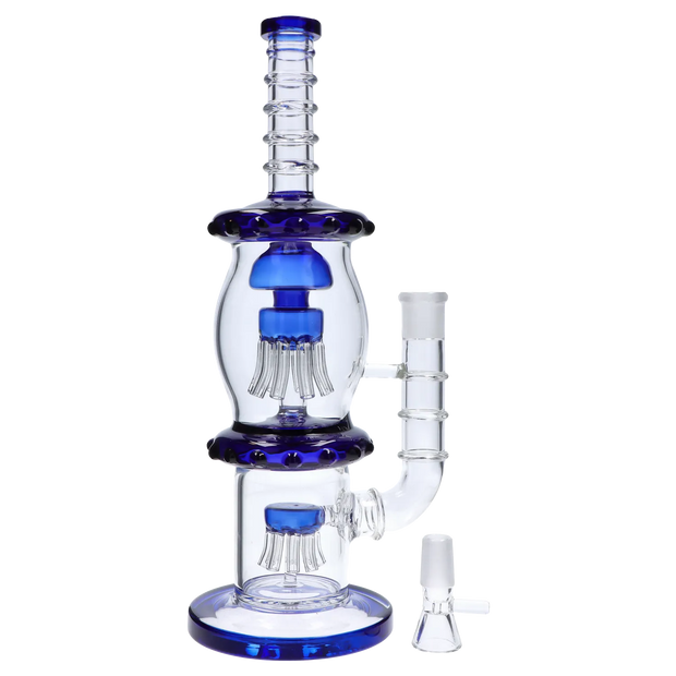 Straight Tube with Dual Octopus Perc - Teal - 13.5 in.