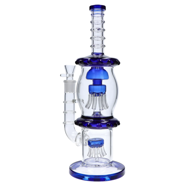 Straight Tube with Dual Octopus Perc - Teal - 13.5 in.