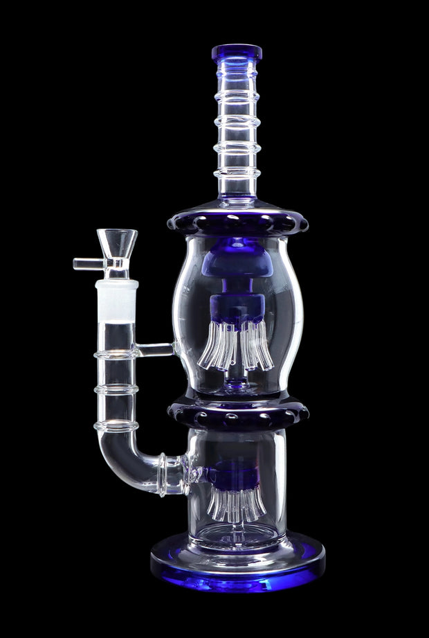 Straight Tube with Dual Octopus Perc - Teal - 13.5 in.