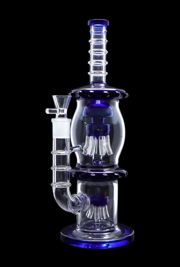 Straight Tube with Dual Octopus Perc - Teal - 13.5 in.