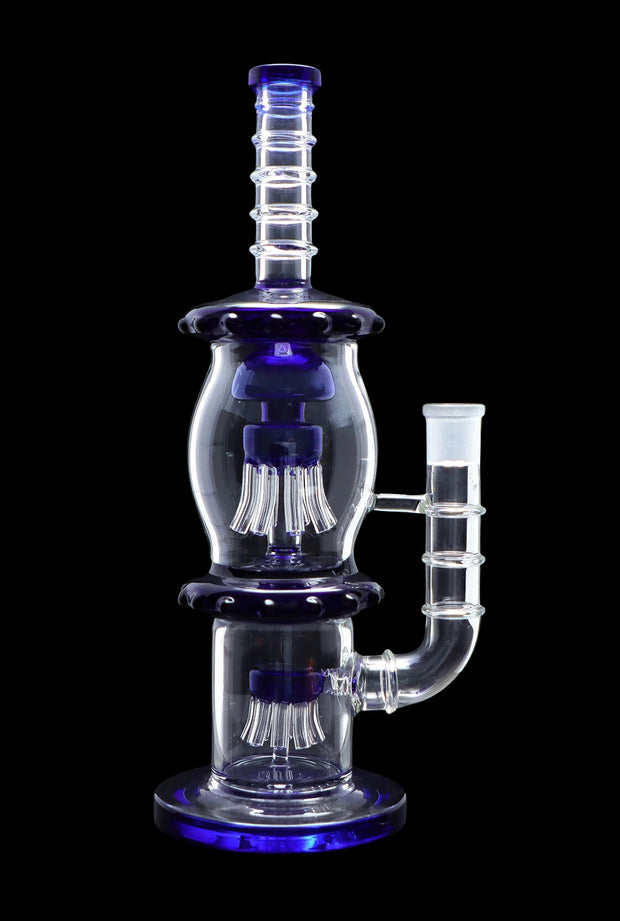Straight Tube with Dual Octopus Perc - Teal - 13.5 in.