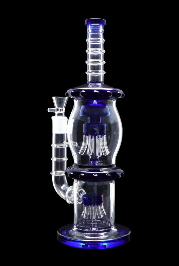 Straight Tube with Dual Octopus Perc - Teal - 13.5 in.