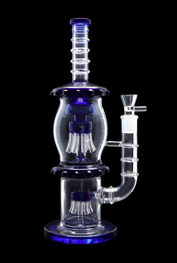 Straight Tube with Dual Octopus Perc - Teal - 13.5 in.