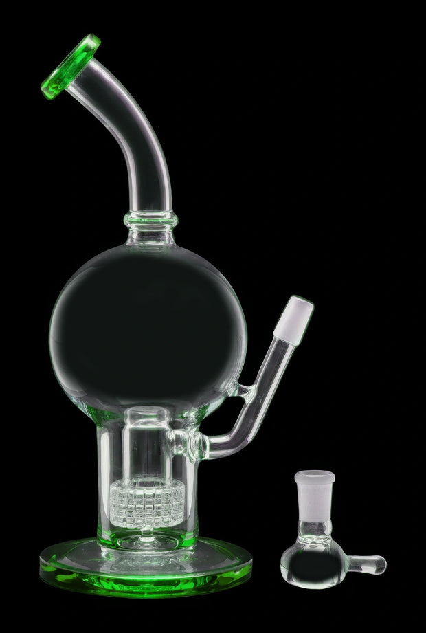 Bent Neck Ball with Matrix Perc Water Pipe - 10 in.