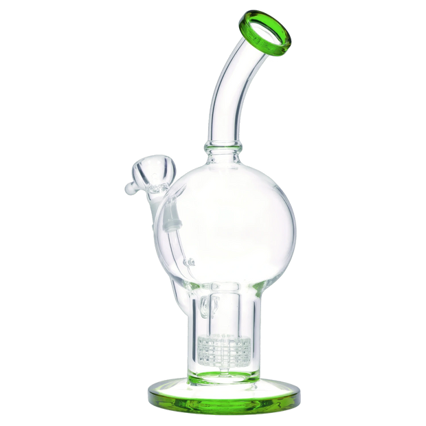 Bent Neck Ball with Matrix Perc Water Pipe - 10 in.