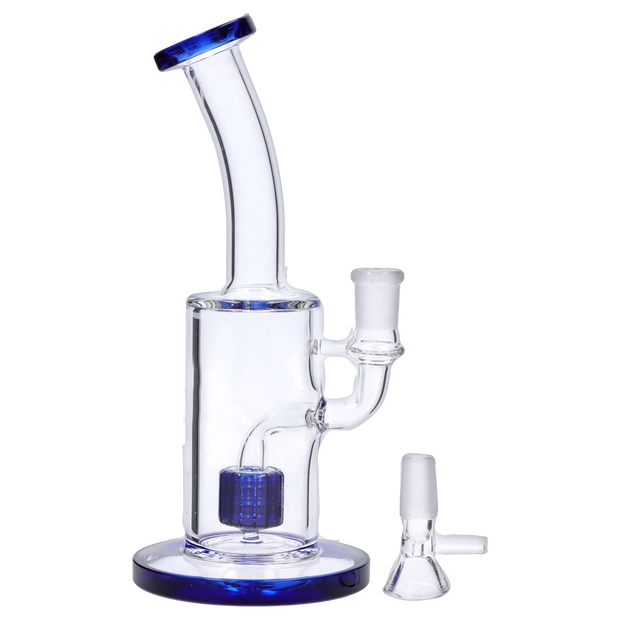 Bent Neck with Matrix Perc Water Pipe - Green - 9 in.