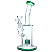 Bent Neck with Matrix Perc Water Pipe - Green - 9 in.