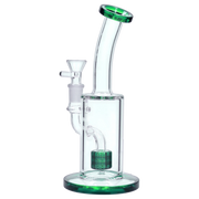 Bent Neck with Matrix Perc Water Pipe - Green - 9 in.
