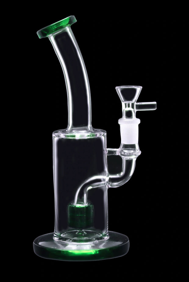 Bent Neck with Matrix Perc Water Pipe - Green - 9 in.