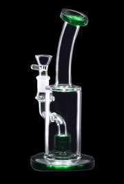Bent Neck with Matrix Perc Water Pipe - Green - 9 in.