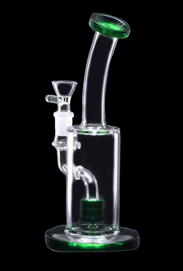 Bent Neck with Matrix Perc Water Pipe - Green - 9 in.