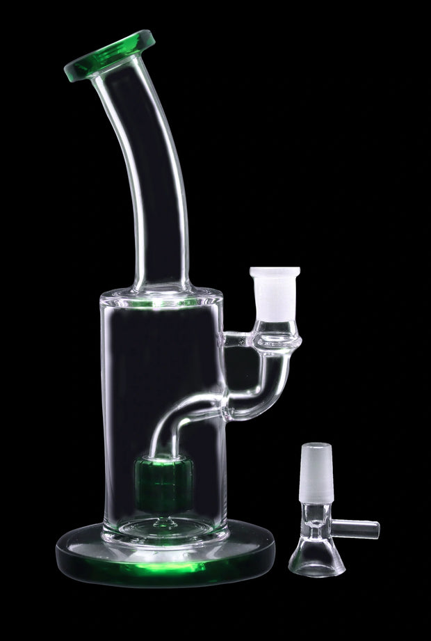 Bent Neck with Matrix Perc Water Pipe - Green - 9 in.