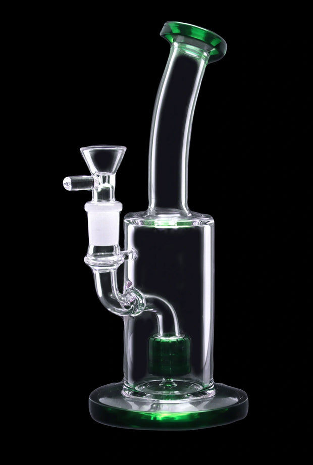 Bent Neck with Matrix Perc Water Pipe - Green - 9 in.