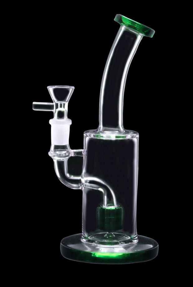 Bent Neck with Matrix Perc Water Pipe - Green - 9 in.