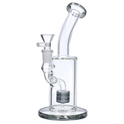 Bent Neck with Matrix Perc Water Pipe - Transparent Black - 9 in.