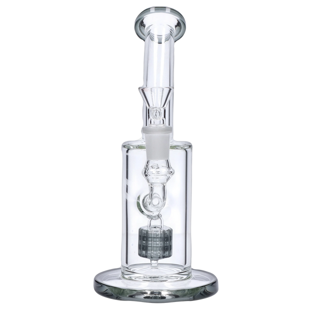 Bent Neck with Matrix Perc Water Pipe - Transparent Black - 9 in.