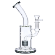 Bent Neck with Matrix Perc Water Pipe - Transparent Black - 9 in.