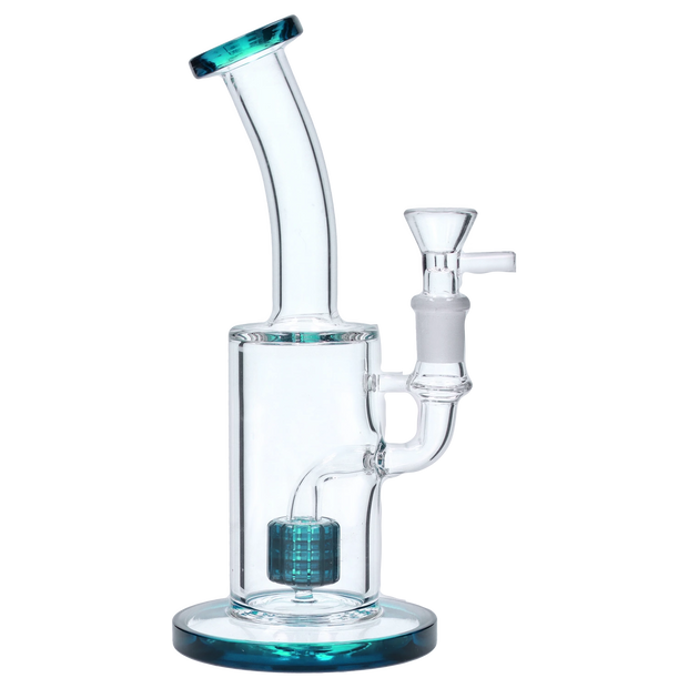 Bent Neck with Matrix Perc Water Pipe - Green - 9 in.