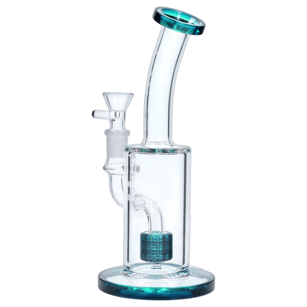 Bent Neck with Matrix Perc Water Pipe - Green - 9 in.