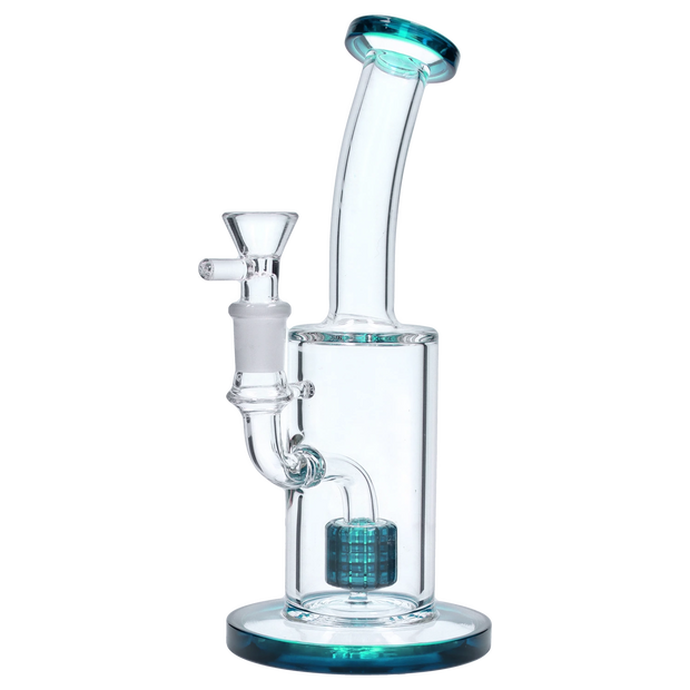 Bent Neck with Matrix Perc Water Pipe - Green - 9 in.