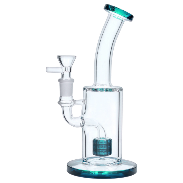 Bent Neck with Matrix Perc Water Pipe - Green - 9 in.