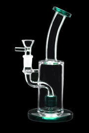 Bent Neck with Matrix Perc Water Pipe - Green - 9 in.