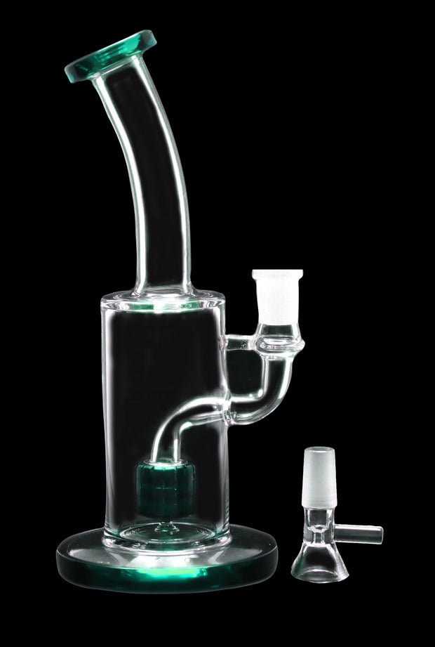 Bent Neck with Matrix Perc Water Pipe - Green - 9 in.