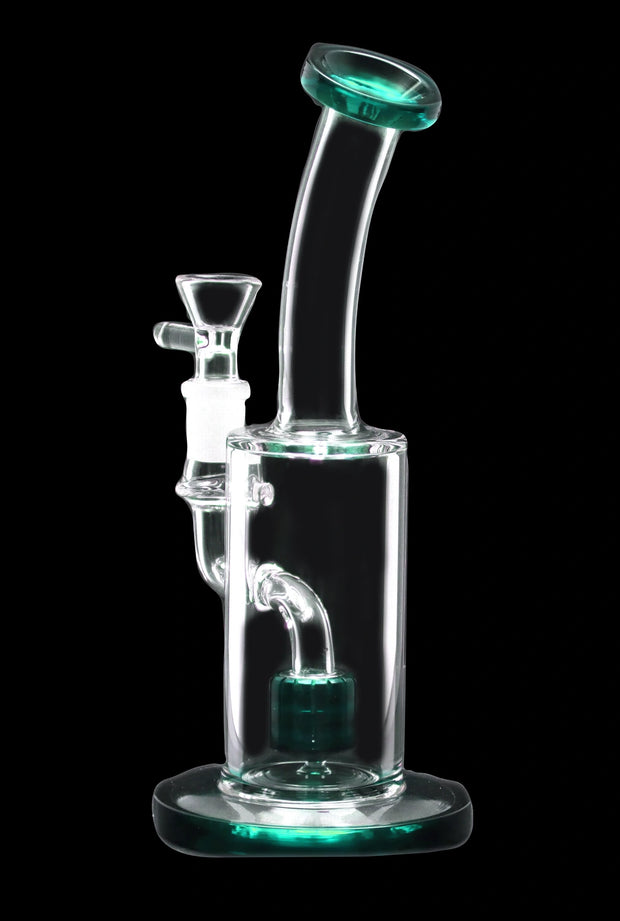 Bent Neck with Matrix Perc Water Pipe - Green - 9 in.