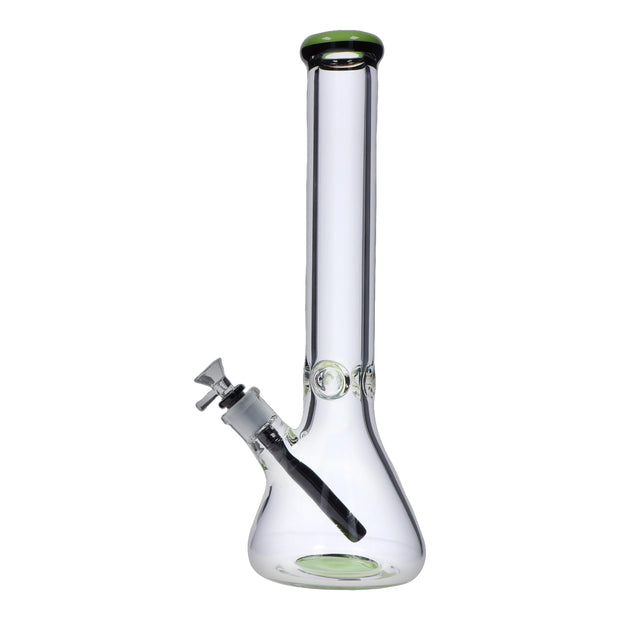 9mm Beaker with Color Ring Water Pipe - Milky Green - 16 in.