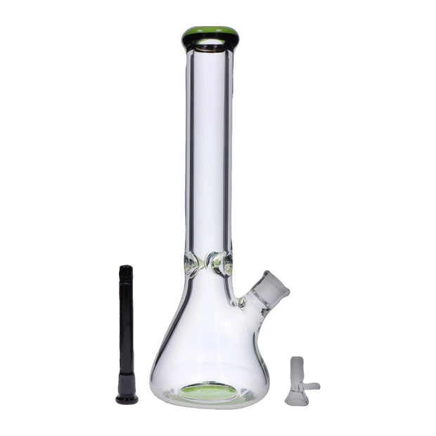 9mm Beaker with Color Ring Water Pipe - Milky Green - 16 in.
