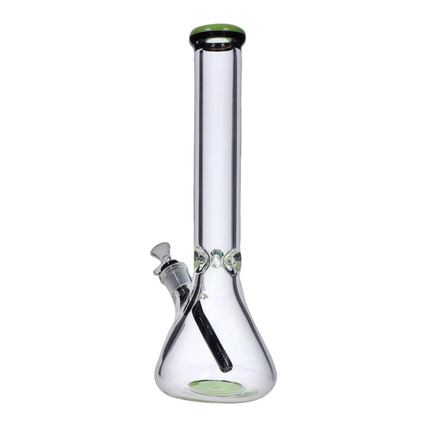 9mm Beaker with Color Ring Water Pipe - Milky Green - 16 in.