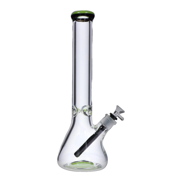 9mm Beaker with Color Ring Water Pipe - Milky Green - 16 in.