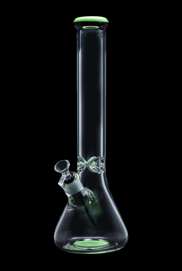 9mm Beaker with Color Ring Water Pipe - Milky Green - 16 in.