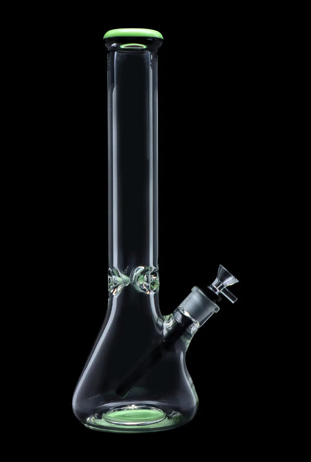 9mm Beaker with Color Ring Water Pipe - Milky Green - 16 in.