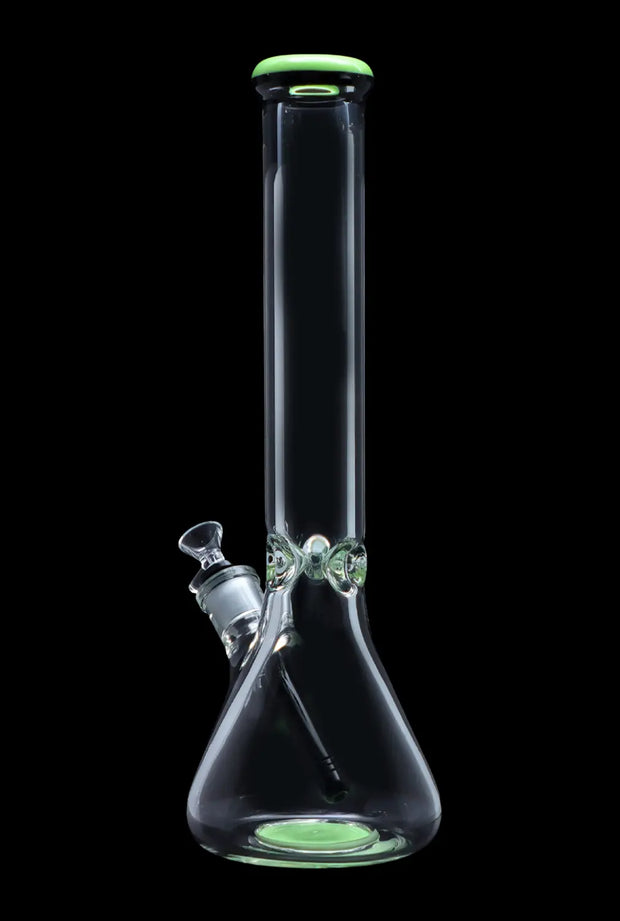 9mm Beaker with Color Ring Water Pipe - Milky Green - 16 in.